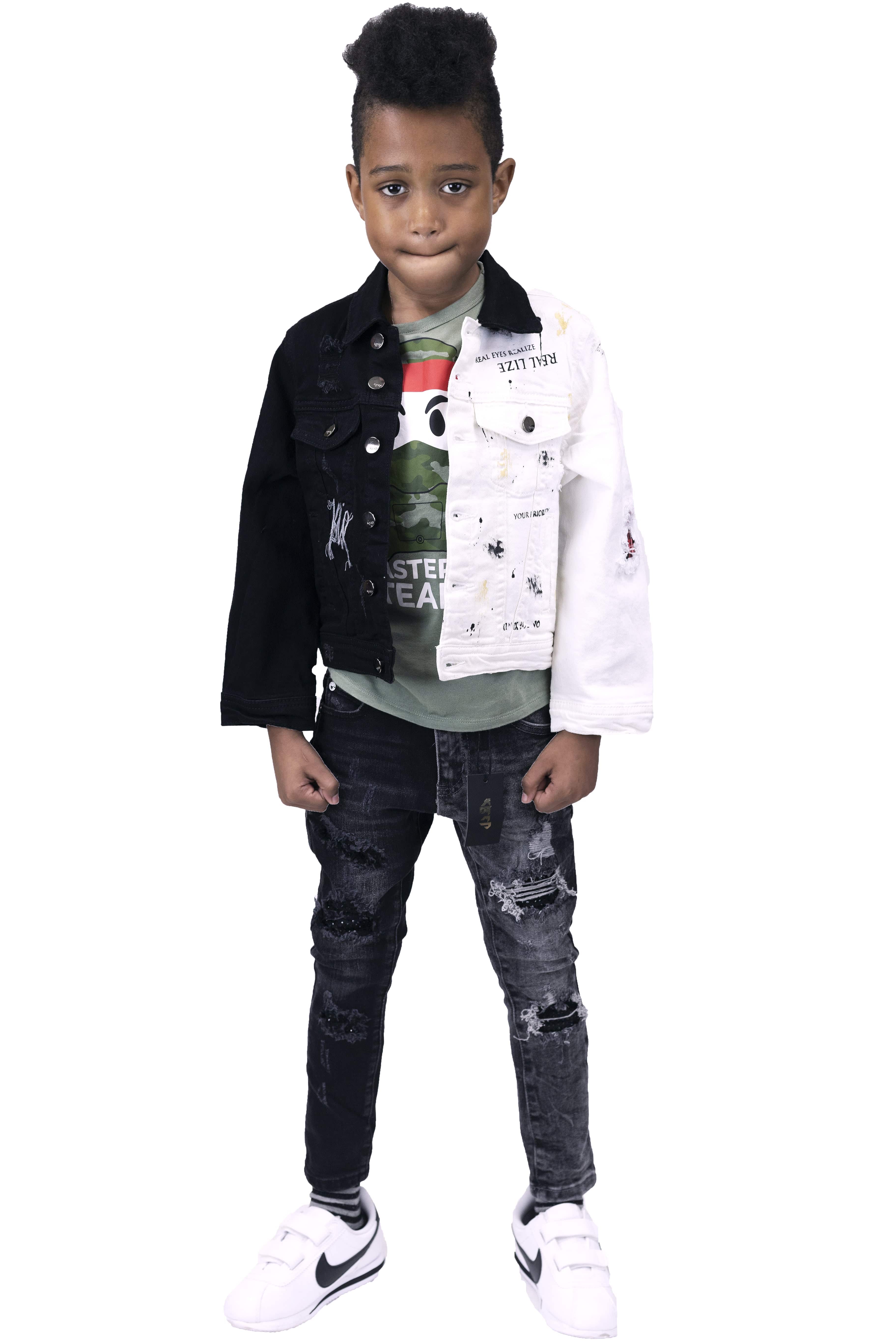 KLEEP Kid's Jacket Pristine Kid's Heavy Washed Half and Half Twill Jacket for Kids