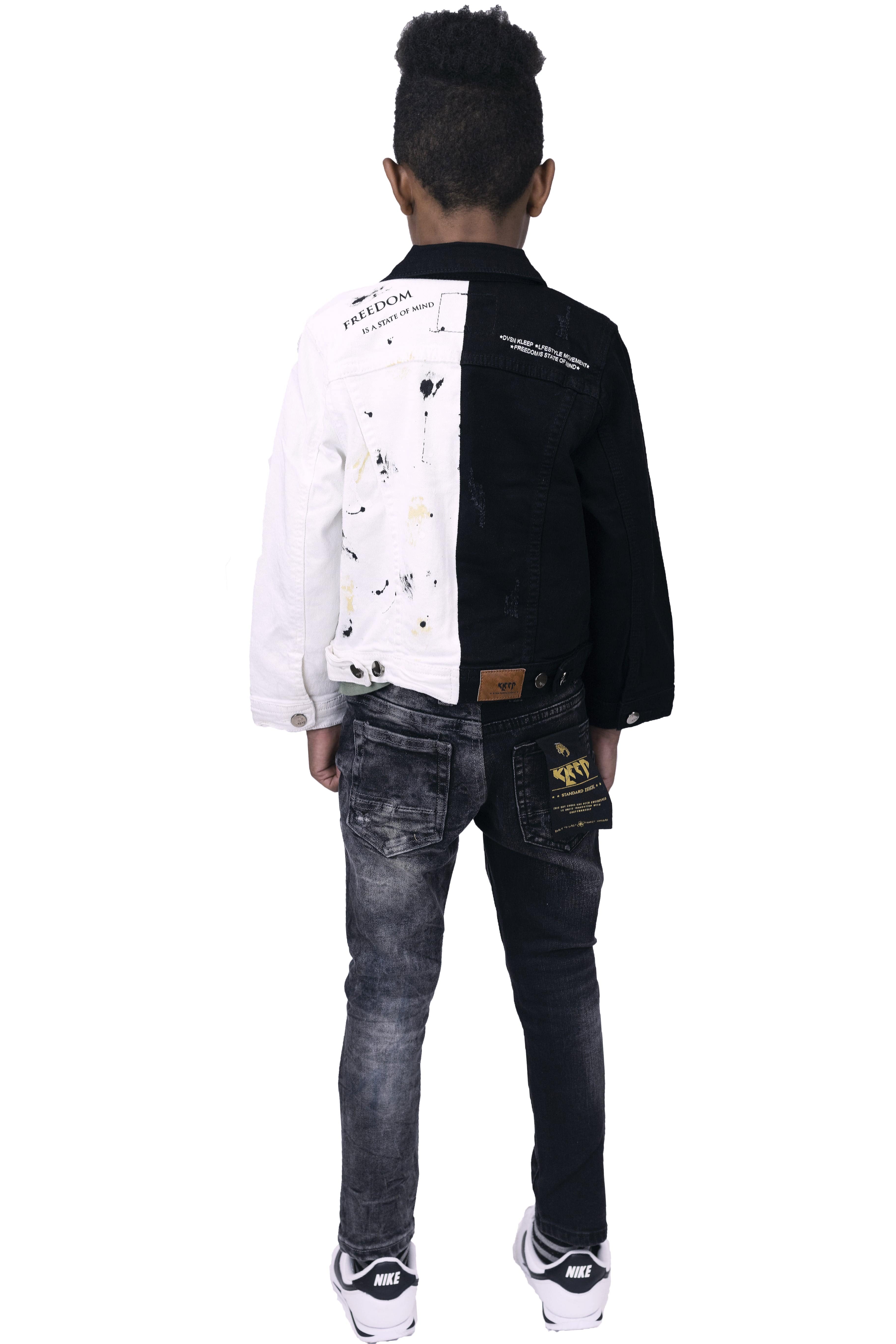 KLEEP Kid's Jacket Pristine Kid's Heavy Washed Half and Half Twill Jacket for Kids