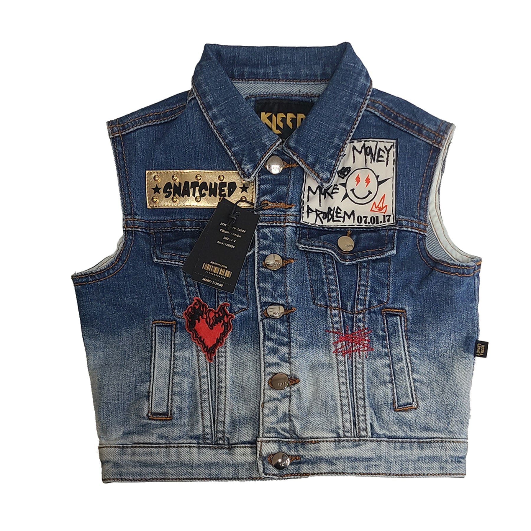 KLEEP Kid's Jacket Tyrion Kid's Premium Washed Denim Vest Jacket