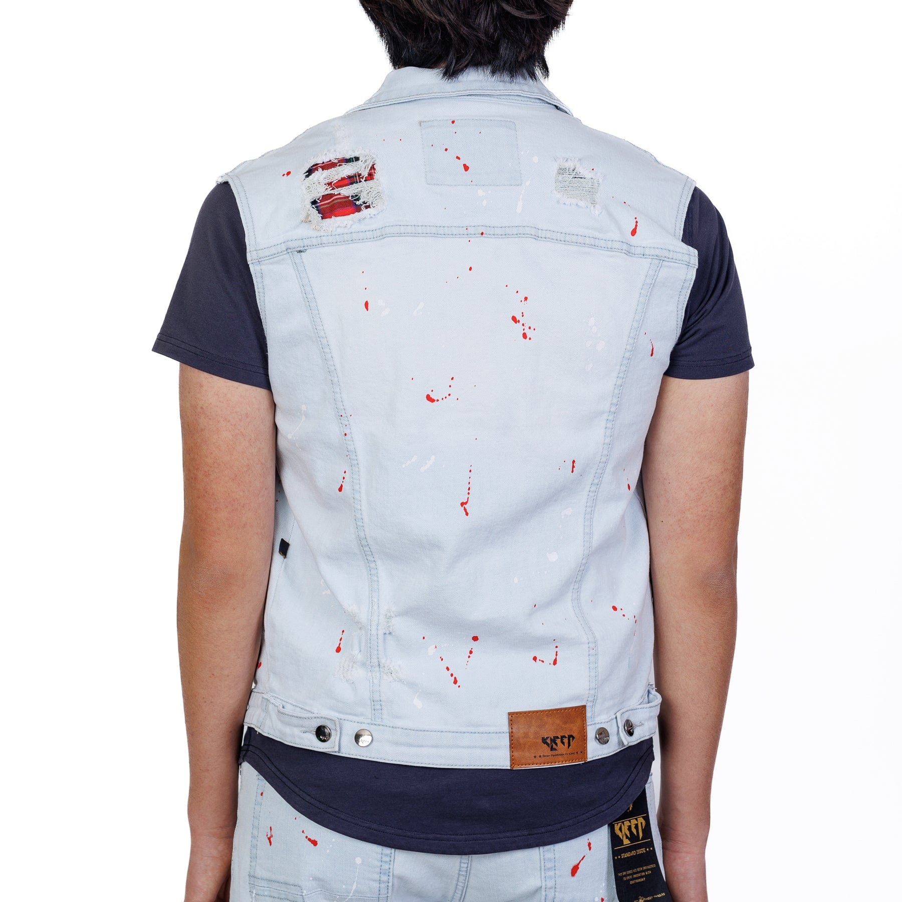 KLEEP Men's Jacket Bulsh Premium Washed Denim Vest