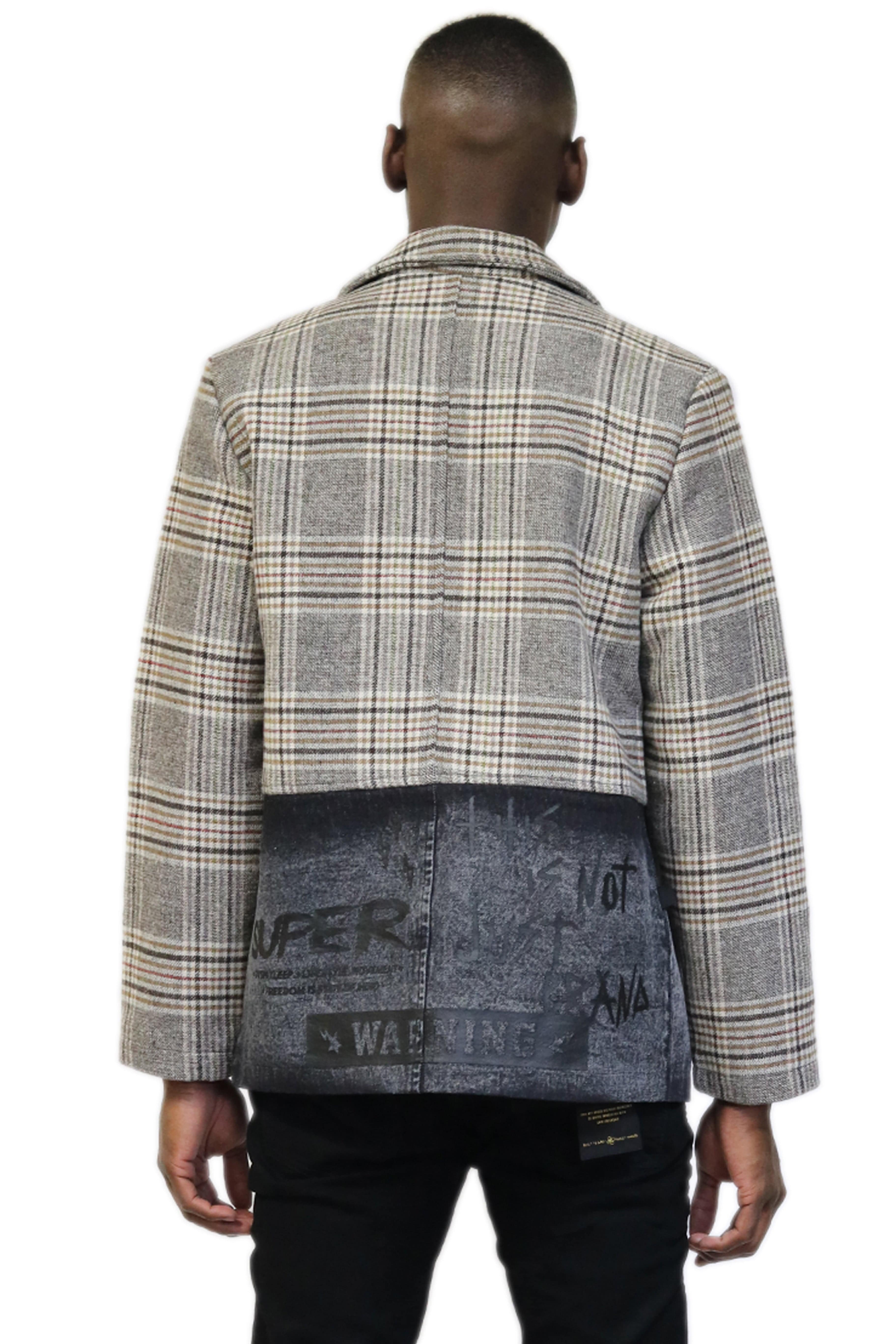 KLEEP Men's Jacket CADEN Men's premium heavy wool with denim mixed trench coat