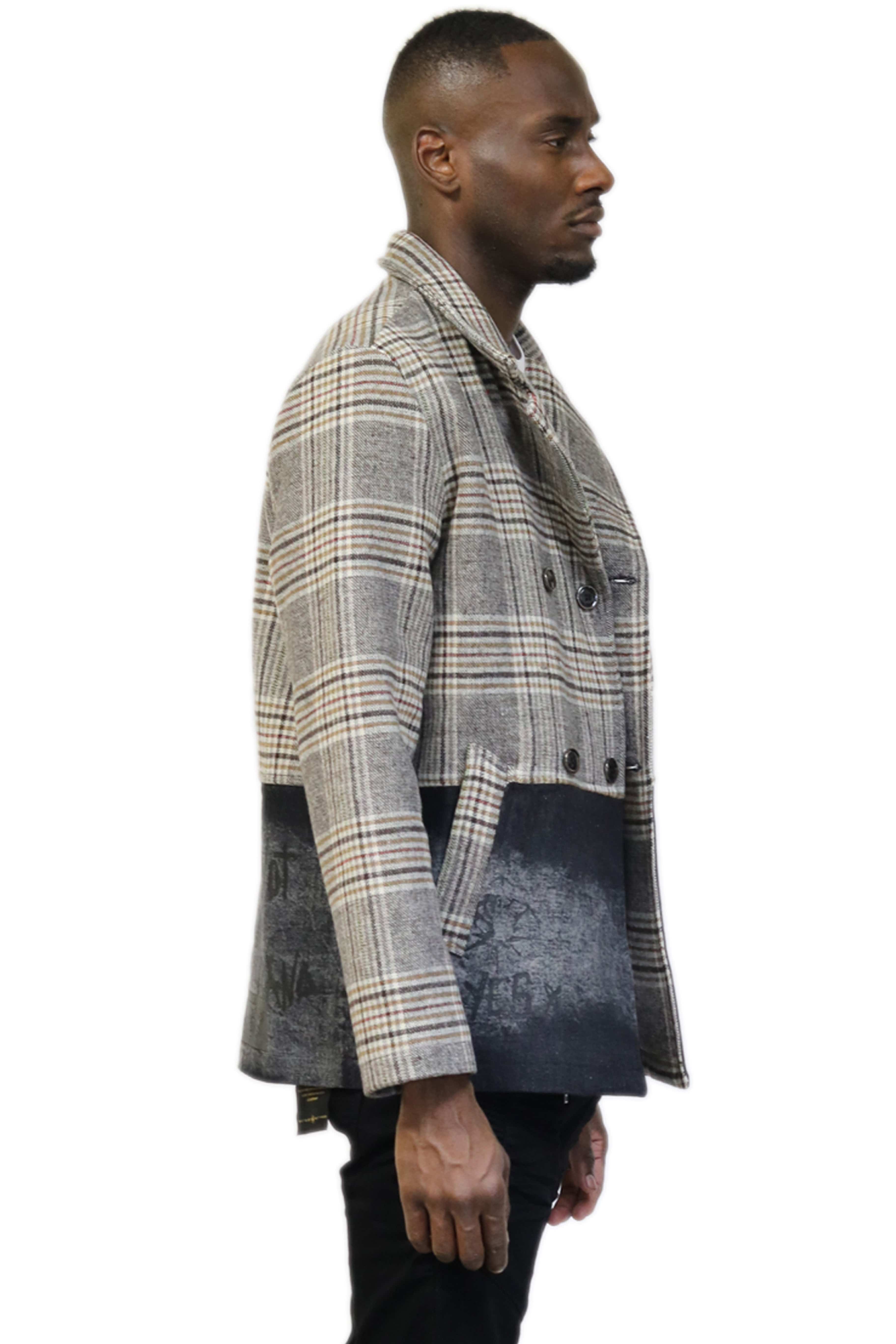 KLEEP Men's Jacket CADEN Men's premium heavy wool with denim mixed trench coat