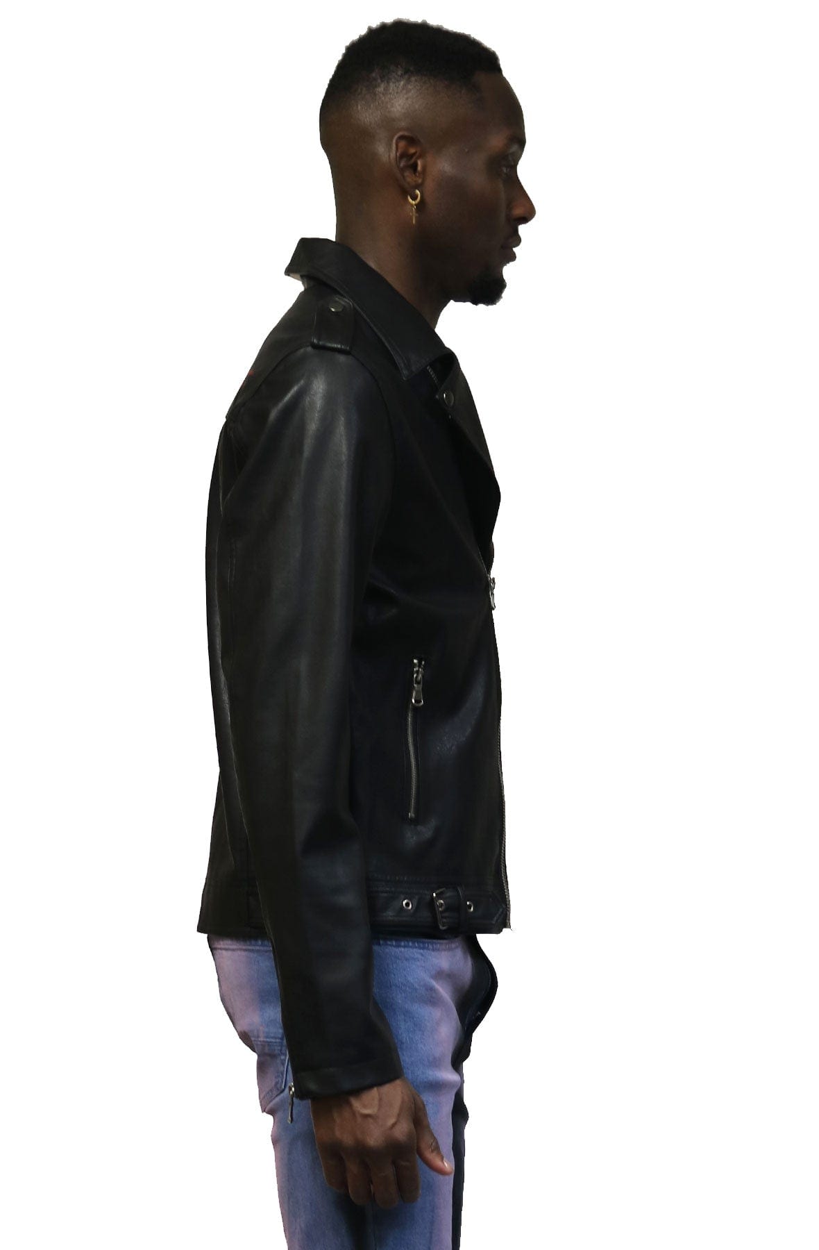 KLEEP Men's Jacket Chrome Vintage Faux Leather Biker Jacket