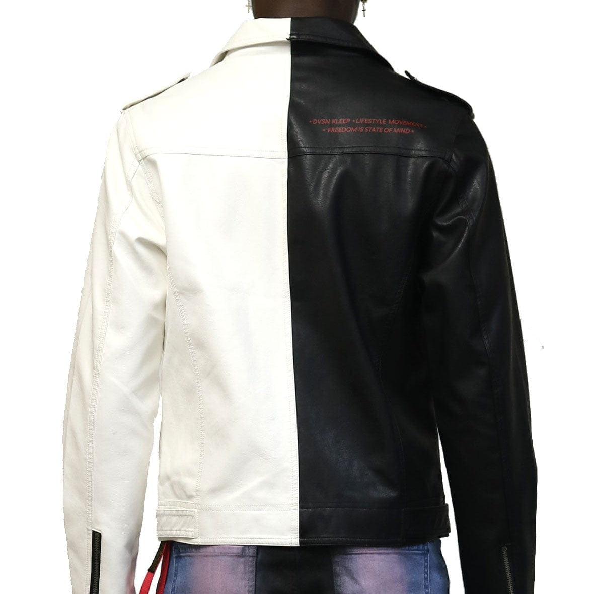 KLEEP Men's Jacket Chrome Vintage Faux Leather Biker Jacket