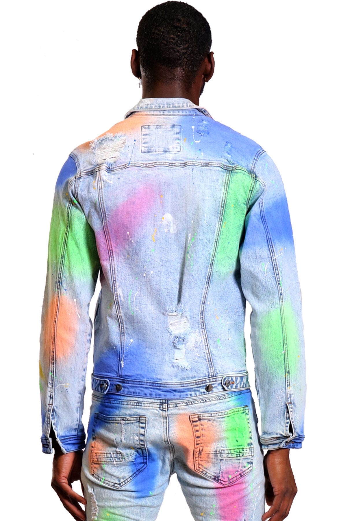 Men's KLEEP distressed denim designer store jacket