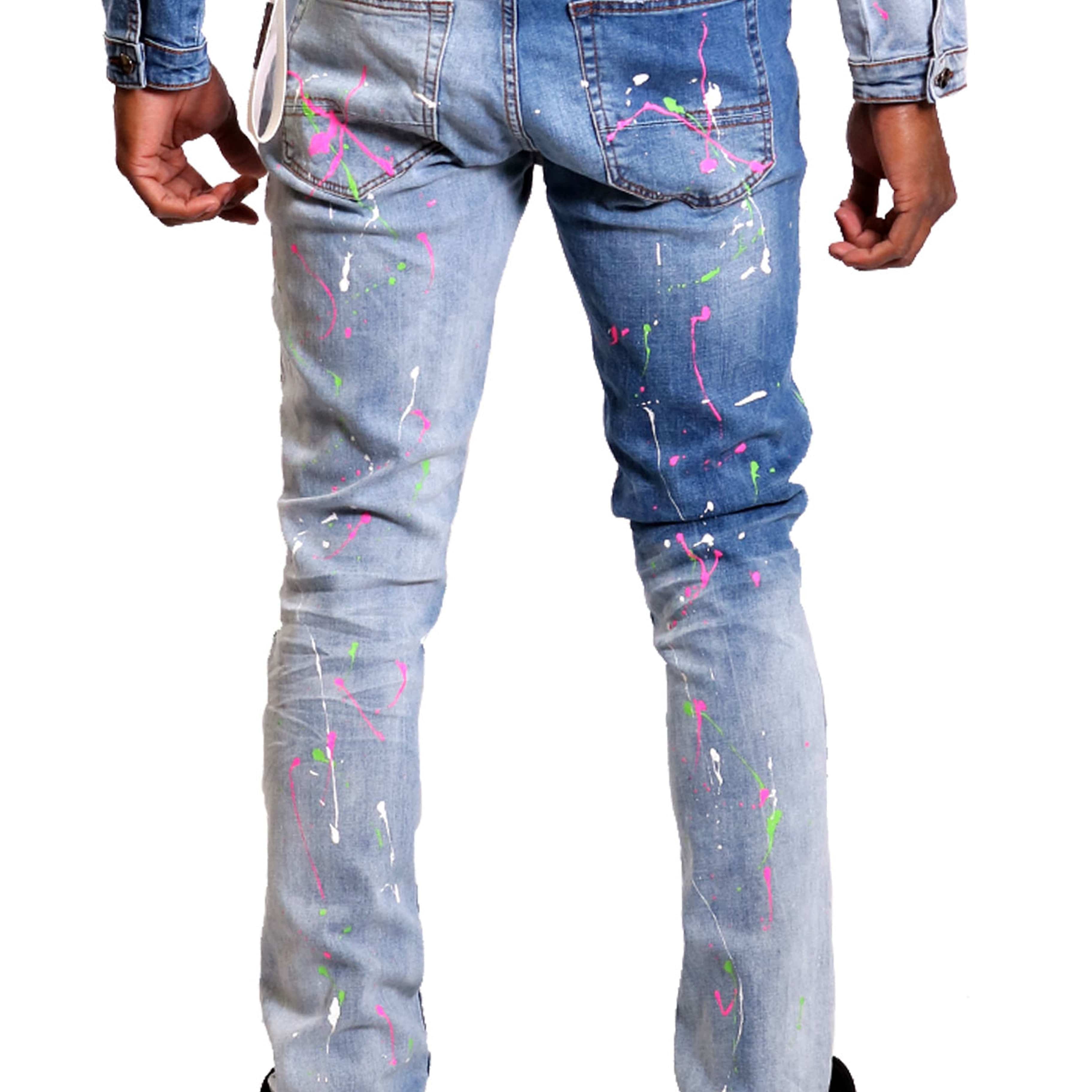KLEEP Men's Pants Lava New Washed Skinny Denim Pants