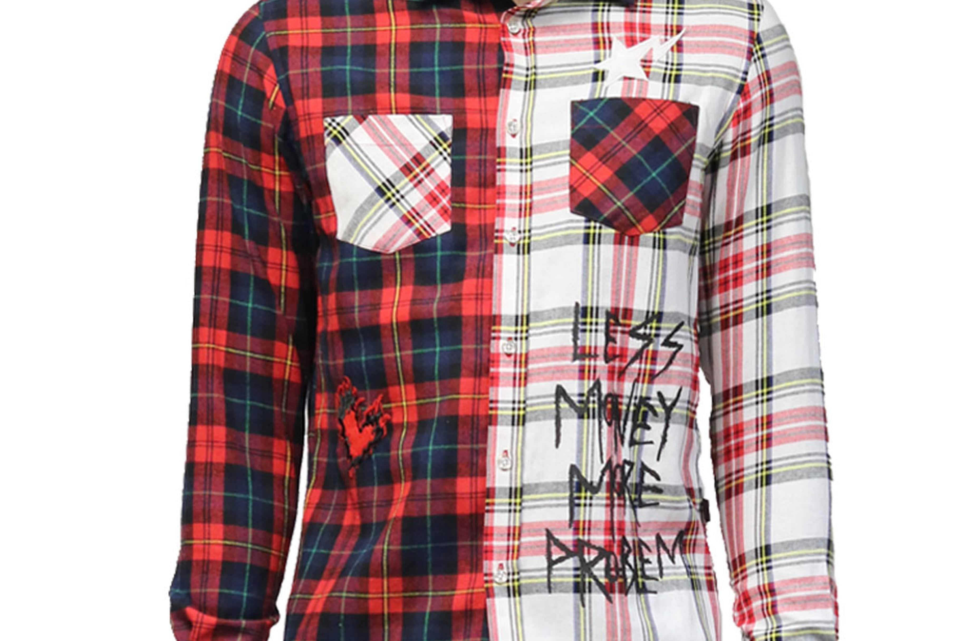 KLEEP Men's Shirt CERISE Men's Premium half & half flannel Button-down Shirt