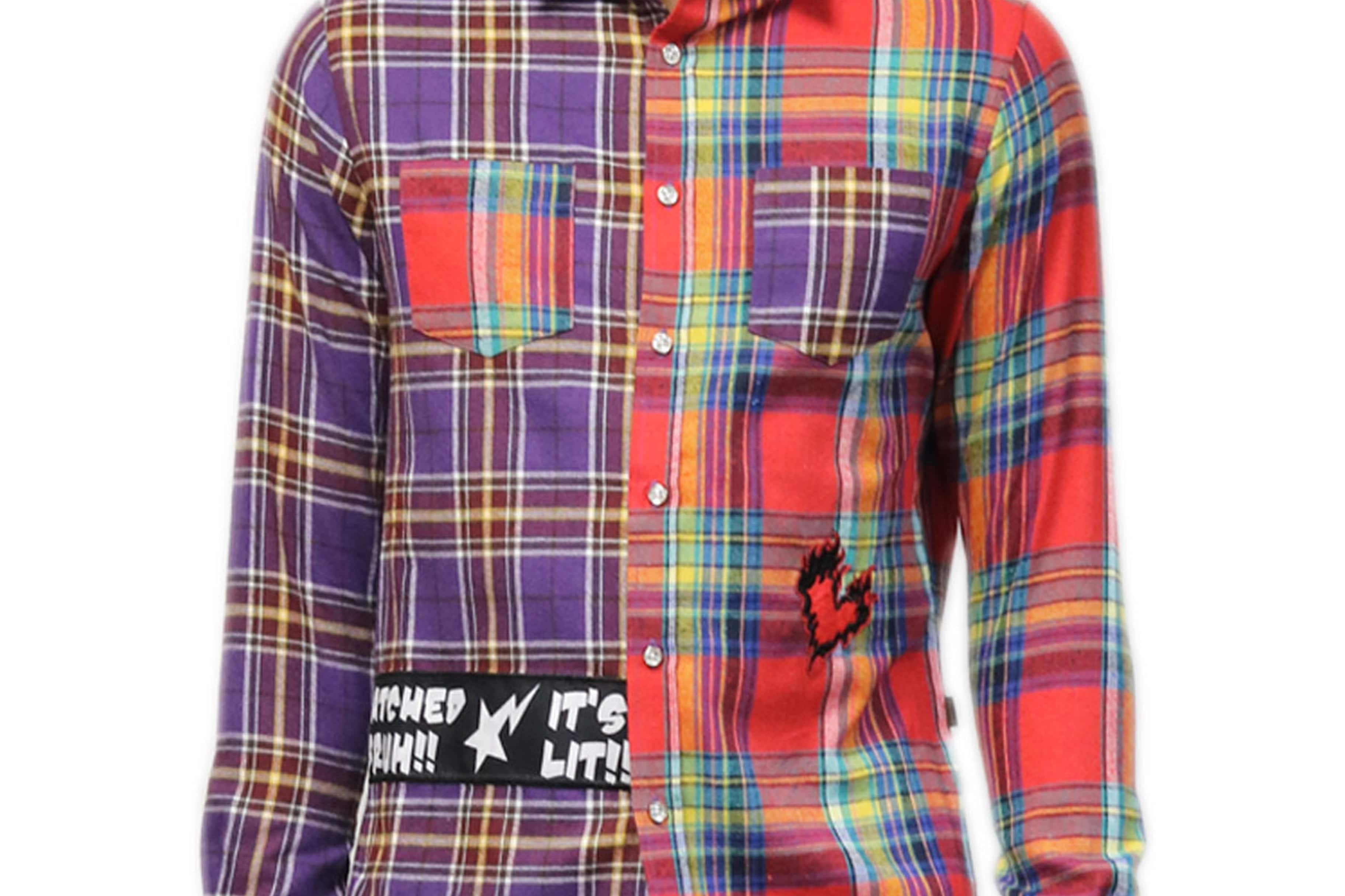 KLEEP Men's Shirt COTE Men's Premium half & half flannel Button-down Shirt
