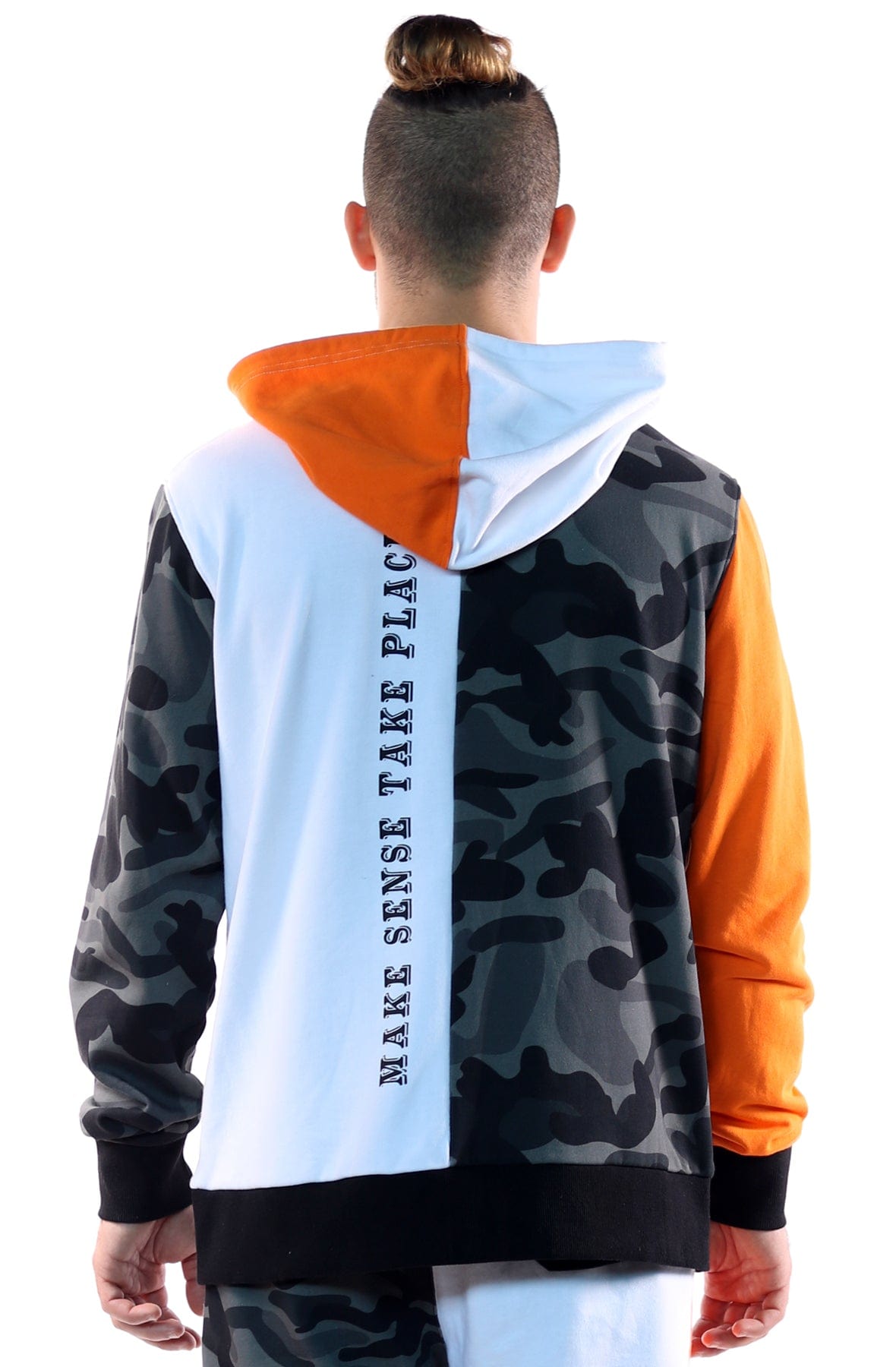 KLEEP Men's Sweatshirt French Terry Zip Down Hoodie with Cut Block^&Patches&Prints