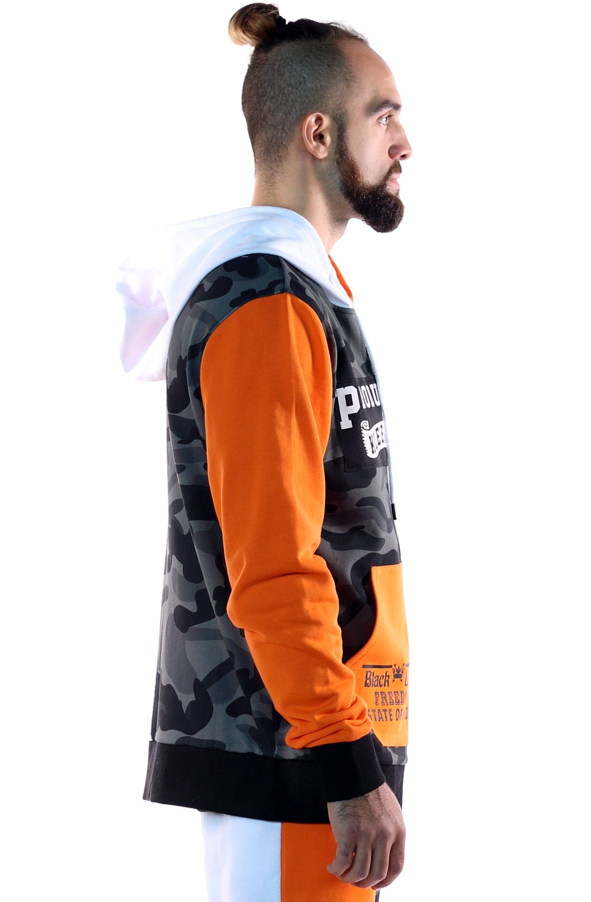 KLEEP Men's Sweatshirt French Terry Zip Down Hoodie with Cut Block^&Patches&Prints